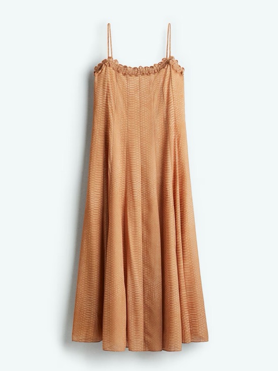 H&M Dresses & Skirts - H&M Sheer Crêpe Chiffon Maxi Dress – Nude/Peach Tone